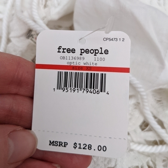 Free PEOPLE intimately be my Battenburg crochet lace tie up bodysuit white xs - Picture 12 of 13